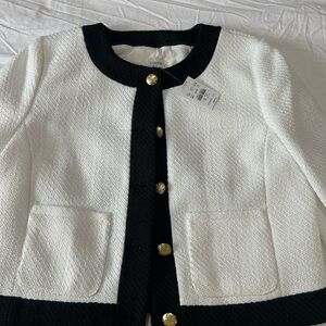 J. Crew NWT Women Black and White Blazer with Gold Buttons P10